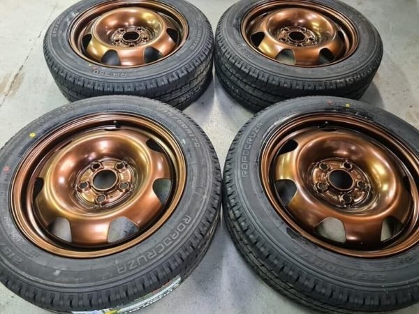 17" VOLKSWAGEN T5 GP FAN BLADE STEEL WHEELS / NEW TYRES - Image 1