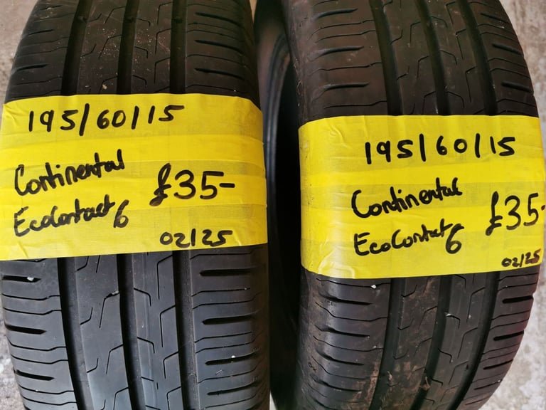 195 / 60 / 15 CONTINENTAL ECO CONTACT 6 TYRES - TWO AVAILABLE