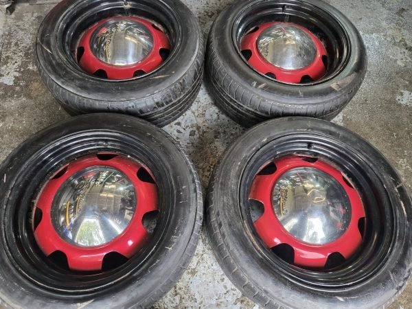17" G P BANDED STEELS WITH MOON CENTRE CAPS  - 5 X 120 FITMENT  - VOLKSWAGEN T5 / T6 FITMENT - Image 1