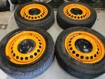 16" VOLKSWAGEN T5 STEEL WHEELS-  REPAINTED IN ORANGE - WITH 205/65/16C TYRES