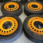 16" VOLKSWAGEN T5 STEEL WHEELS-  REPAINTED IN ORANGE - WITH 205/65/16C TYRES