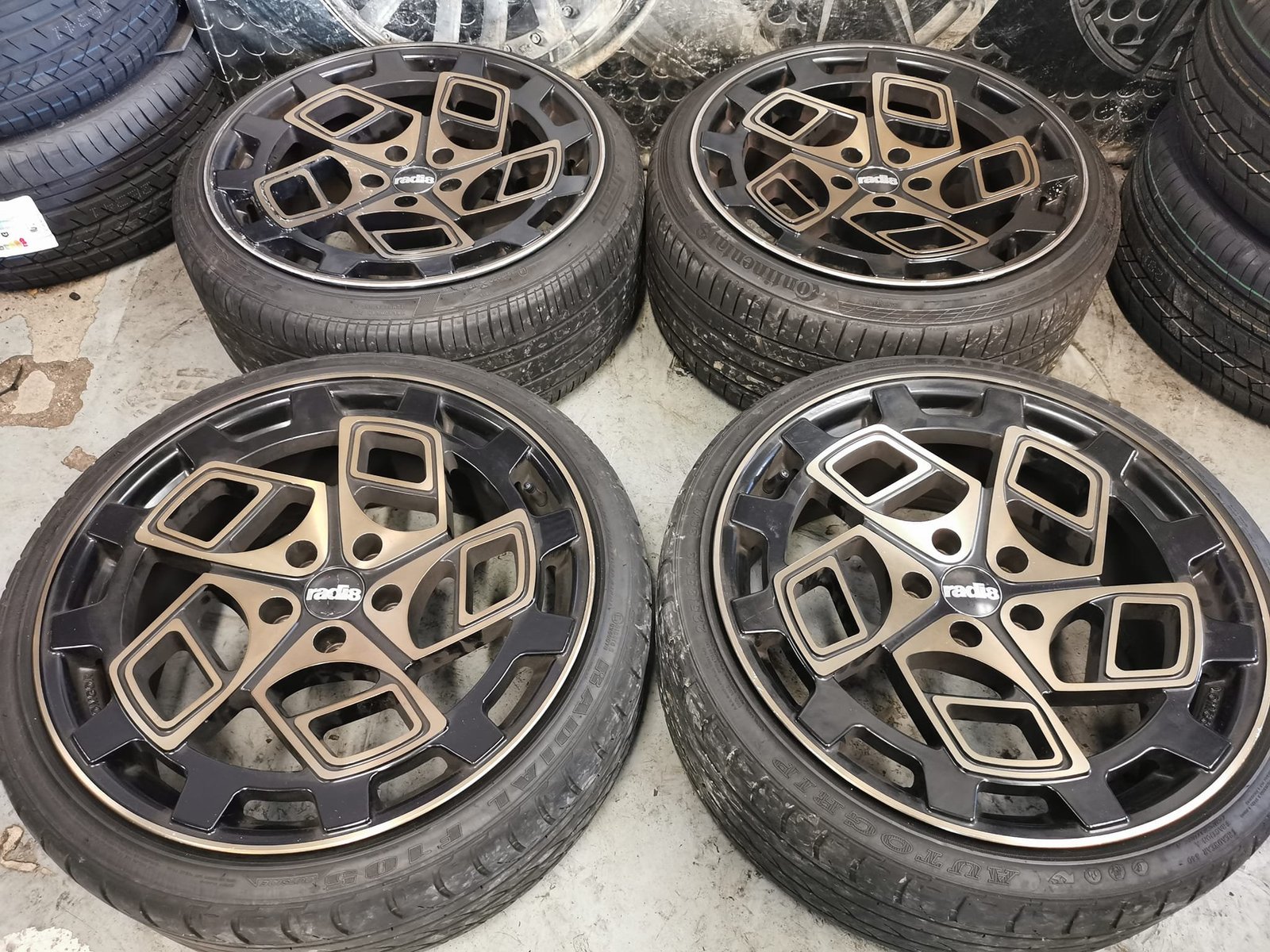 488020633_9501804293273537_7639911471162498213_n 19" GENUINE RADI8 CM9 ALLOY WHEELS / TYRES CUSTOM MADE SET - 5 X 112 FITMENT - Image 1